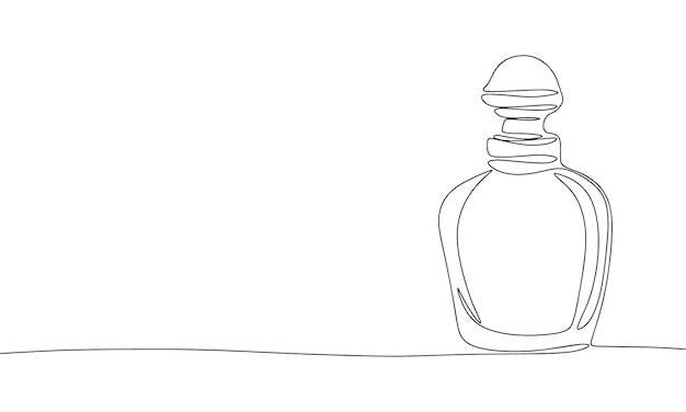 Botella de perfumes una línea línea continua perfumes de arte de línea contorno pancarta en estilo minimalista