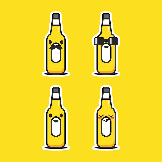 Vector botella de personaje del día internacional de la cerveza