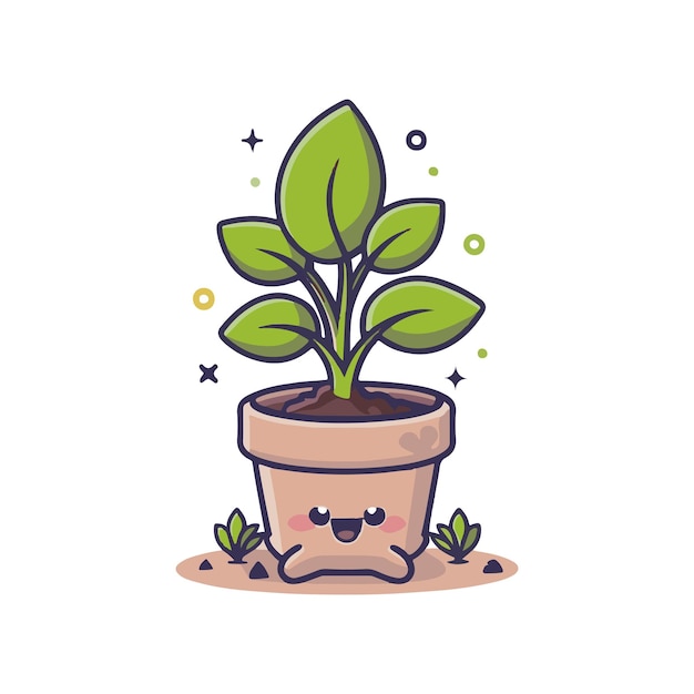 Botella de plantas vectorial con sonrisa