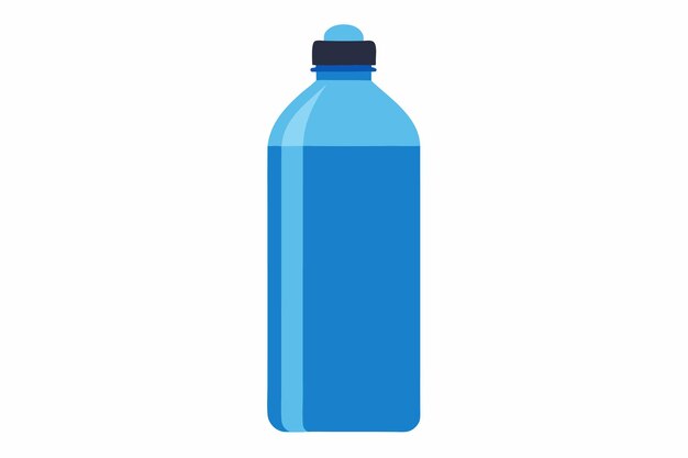 una botella de plástico azul de agua limpia