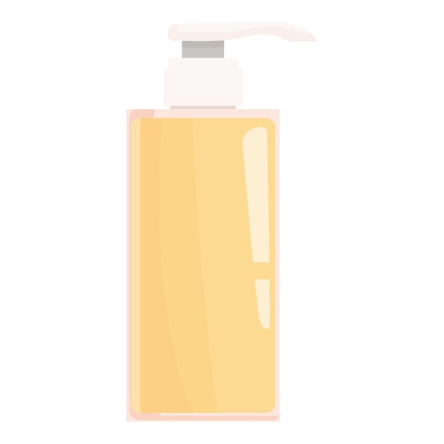 Botella de plástico para cosméticos que contiene líquido amarillo con dispensador de bomba