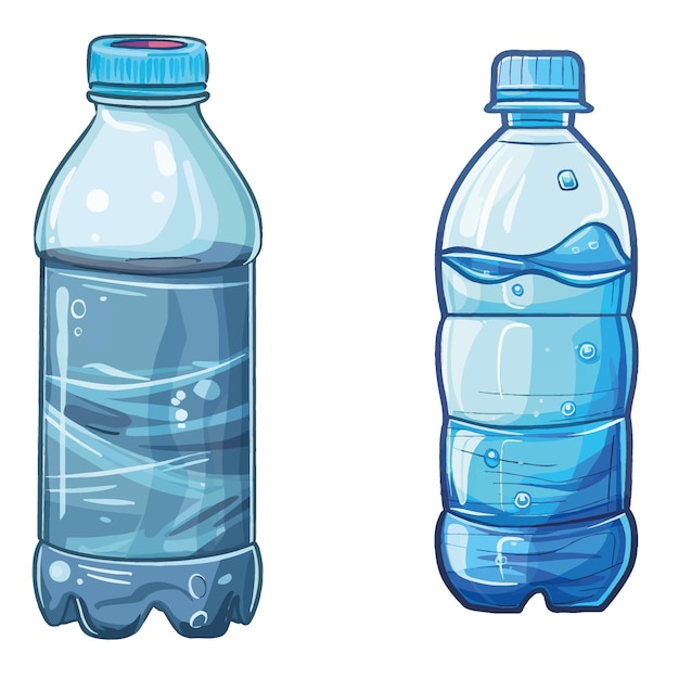 Vector botella de plástico de dibujos animados icono de bebida de agua dulce