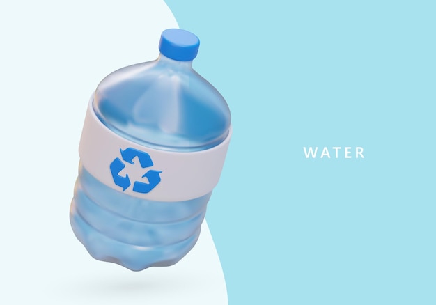 Vector botella de plástico grande realista con agua limpia servicio de venta y entrega de agua potable