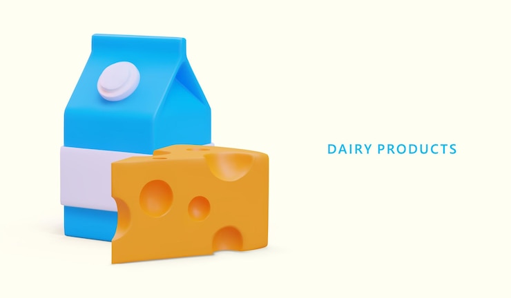 Vector botella de plástico realista 3d con leche y trozo de queso amarillo concepto de productos lácteos