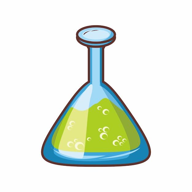 botella química, garabato, ilustración, diseño plano