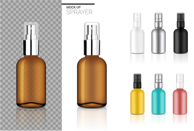 Botella realista aerosol conjunto cosmético conjunto