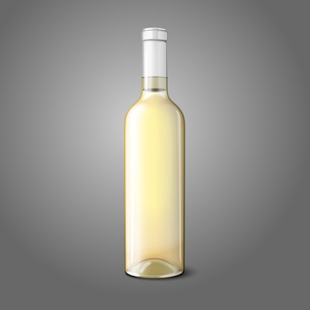 Vector botella realista en blanco para vino blanco.