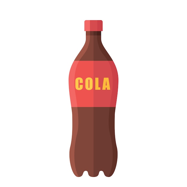 Botella de refresco de cola de objeto aislado de ilustración de vector de dibujos animados