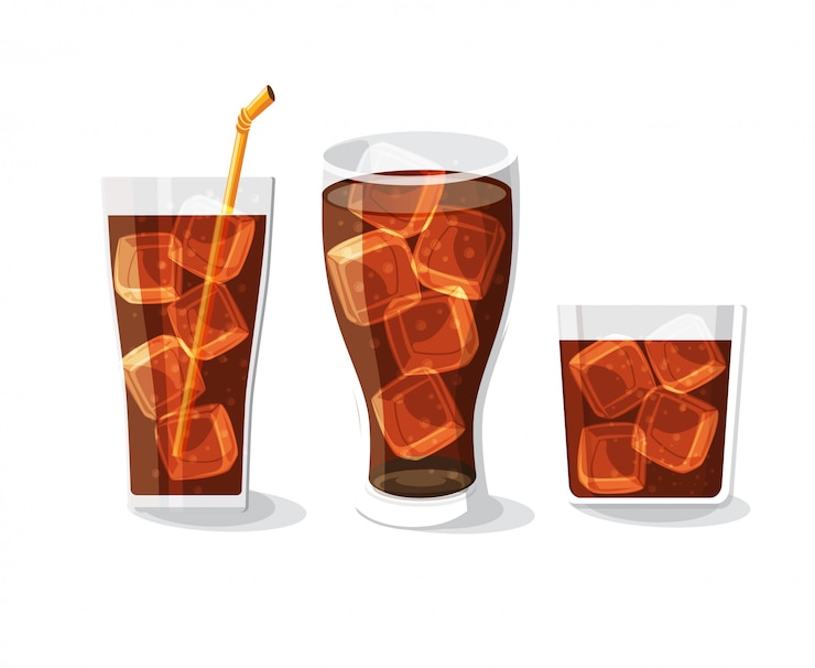 Vector botella de refresco y conjunto de vidrio ilustración