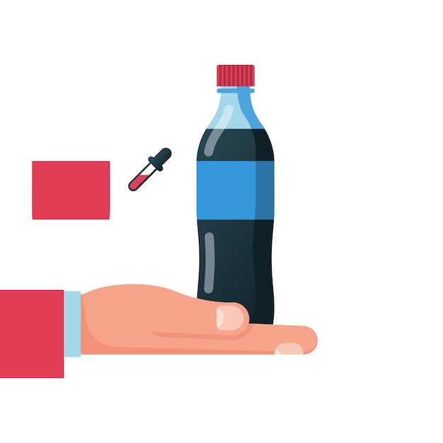 Botella de refresco en la mano Bebida refrescante en plástico Vector Bebida carbonatada