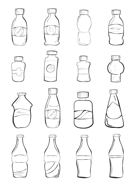 botella de refresco simple dibujo a mano Doodle sketch set 16