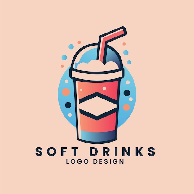 Botella de refrescos de vidrio plantilla vectorial de diseño de logotipo de cafetería de comida rápida