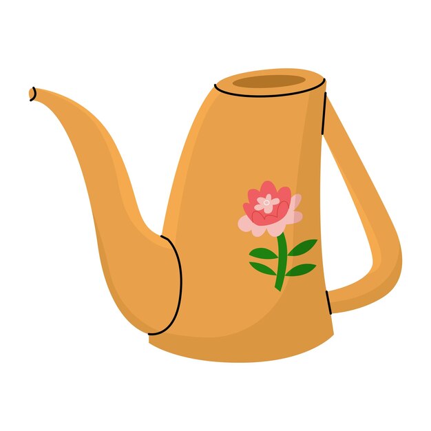 Botella de riego roja para el cuidado de plantas de interior con un patrón floral Agricultura y jardinería