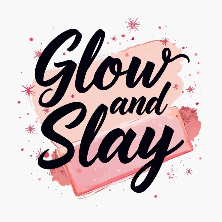 una botella rosa de brillo y las palabras brillan en slay
