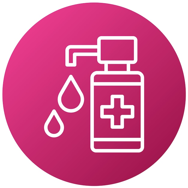 una botella rosa de medicina con una cruz blanca en ella