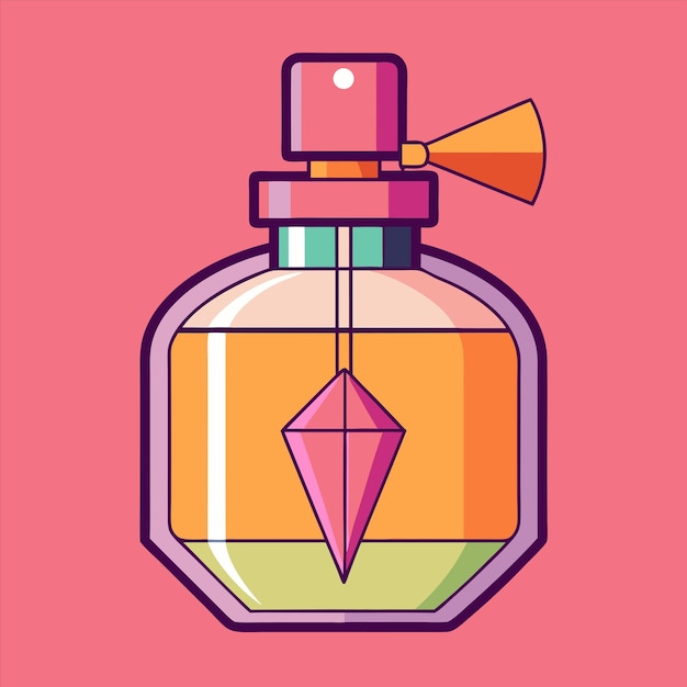 una botella rosa con un triángulo en el frente y la palabra diamante en el frente
