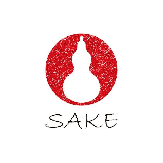 Botella de sake rojo vector de diseño de bebidas de la cultura japonesa