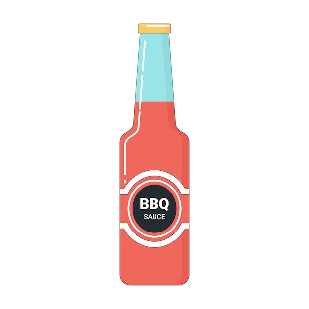 Vector botella de salsa bbq sobre un fondo blanco