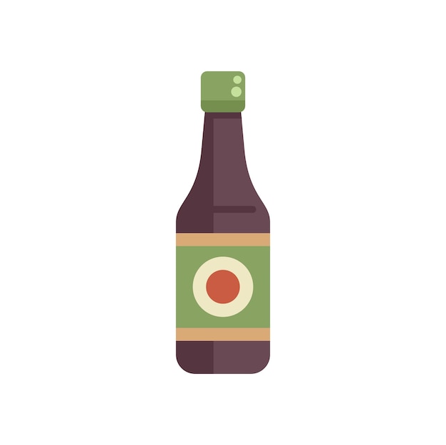 Botella de salsa de soja de pie sobre un fondo blanco