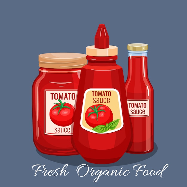 Botella de salsa de tomate.
