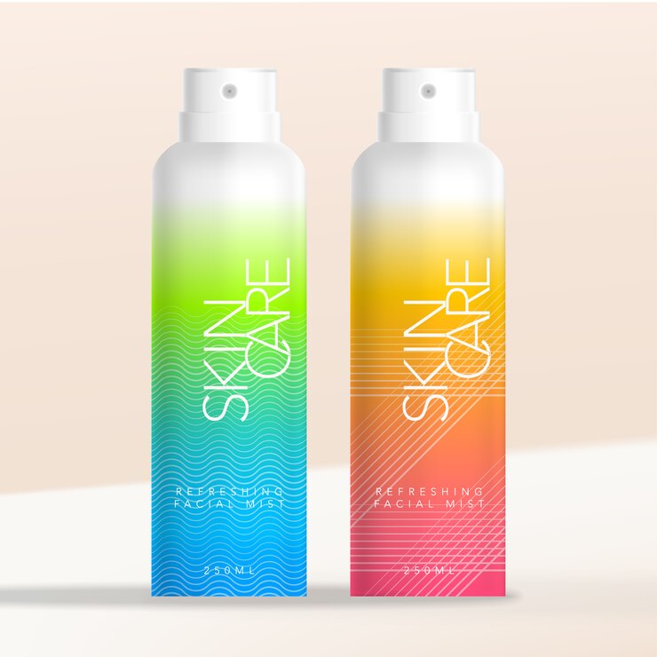 Botella de spray de aerosol de niebla hidratante facial, diseño de gradiente de neón