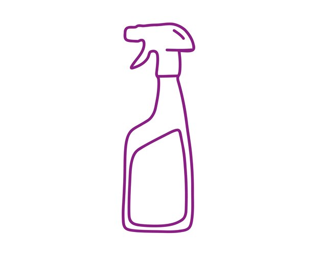 Una botella de spray está dibujada con una línea morada.