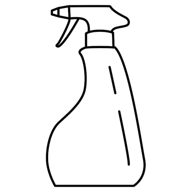 Botella de spray con líquido en la ilustración de vector lineal