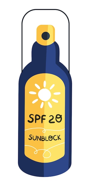 Botella de spray de protección solar con ilustración de vector spf 20