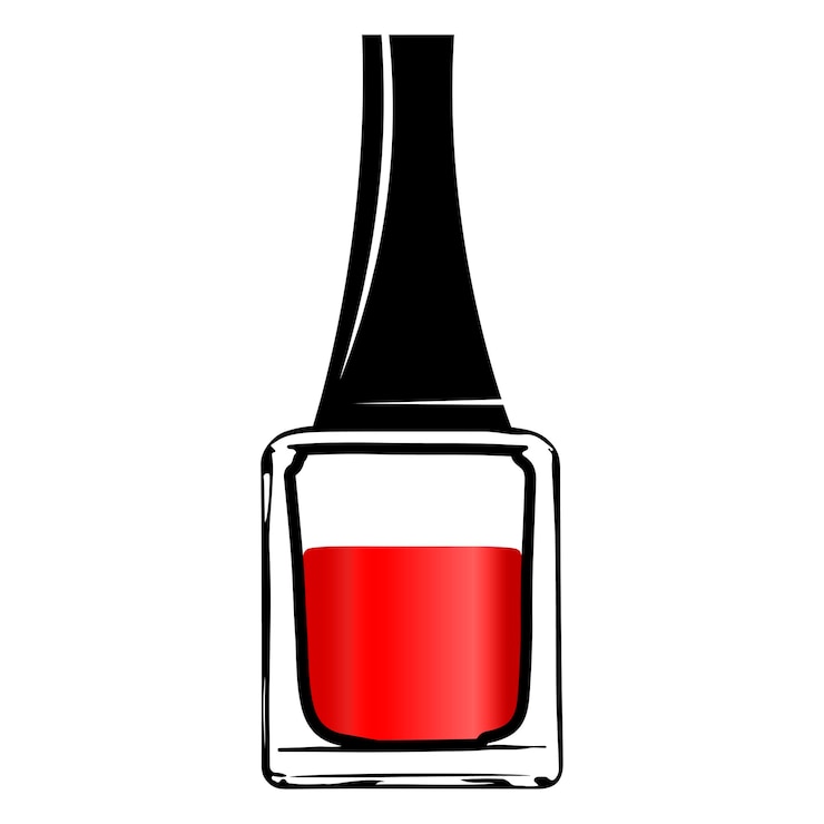 Vector botella con tapa de esmalte de uñas rojo