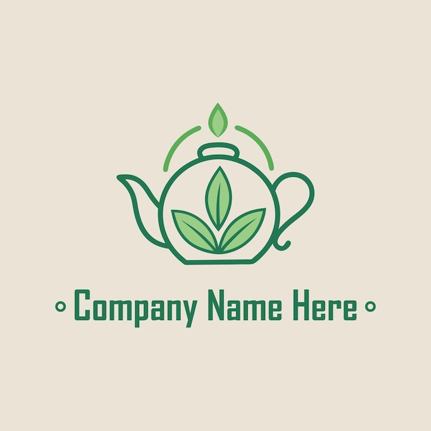 Botella de té con el logotipo de las hojas verdes