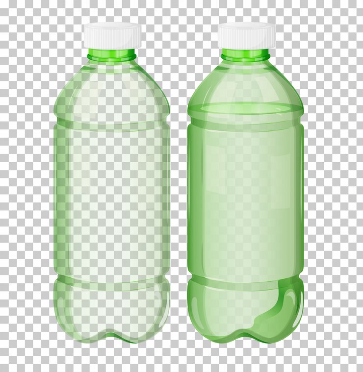 Vector botella transparente de plástico verde