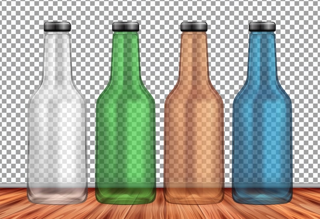 Vector botella vacía sobre fondo transparente