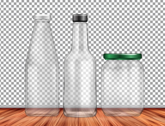 Vector botella vacía sobre fondo transparente