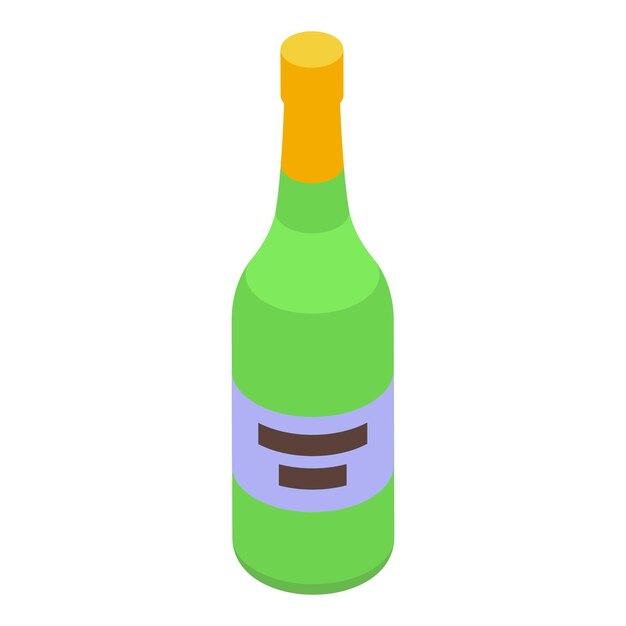 Botella verde de vino con etiqueta en blanco de pie erguida