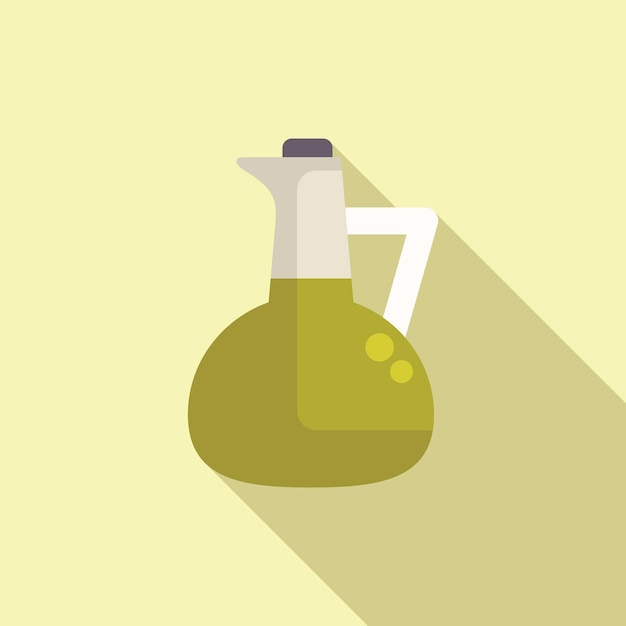 Botella de vidrio de aceite de oliva con mango que contiene líquido verde