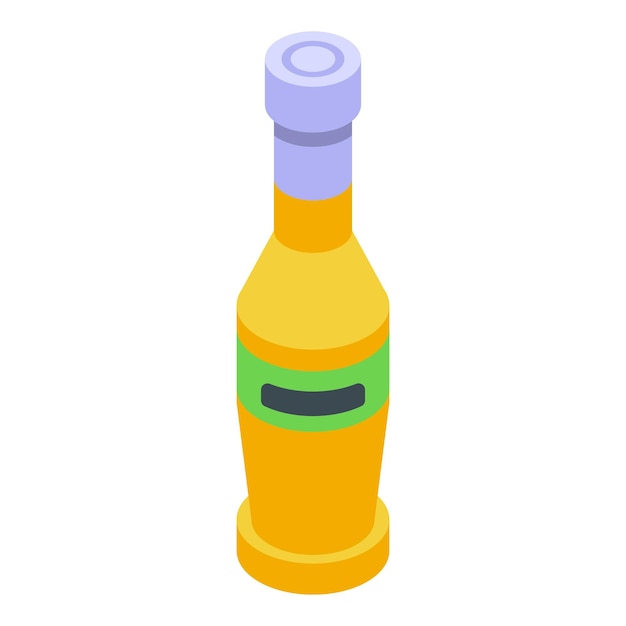 Botella de vidrio amarilla con tapa de metal que contiene deliciosa salsa de mostaza para perritos calientes