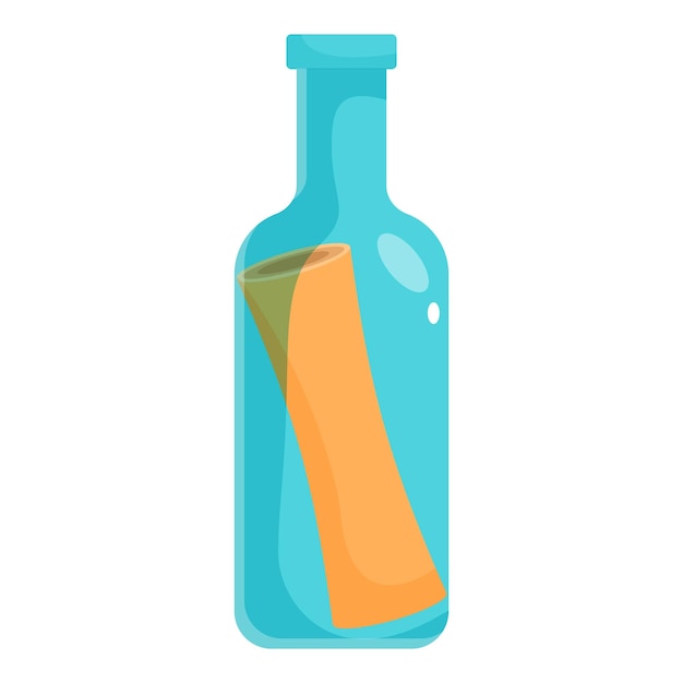 Botella de vidrio azul que contiene un mensaje que muestra el concepto de mensaje SOS en una botella
