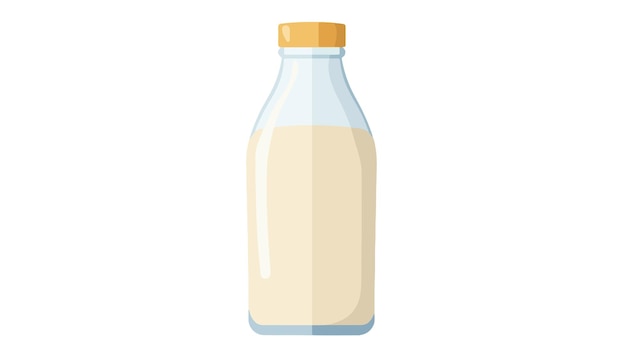Botella de vidrio de leche sobre un fondo blanco