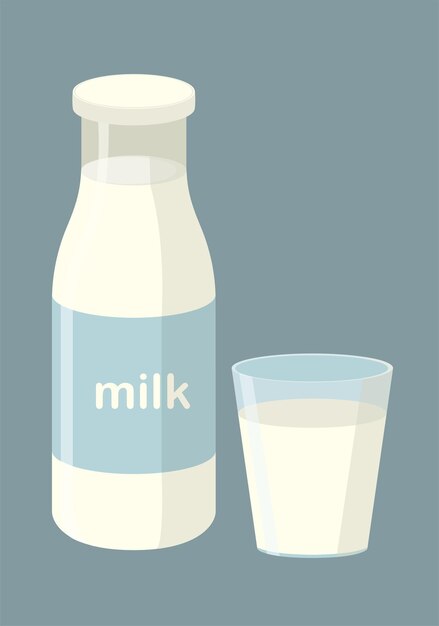 Botella de vidrio de leche vectora