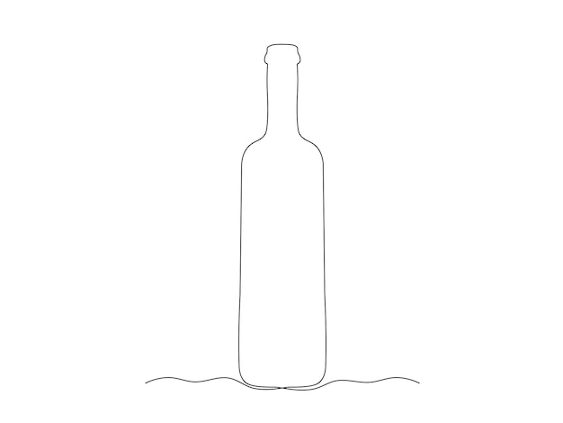Botella de vidrio con logotipo de dibujo artístico continuo de una sola línea de alcohol de vino