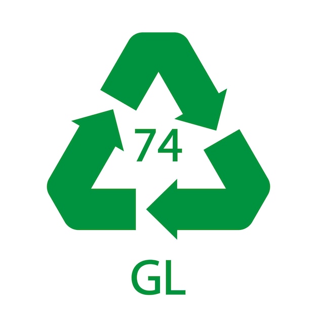 Botella de vidrio marrón claro Código de reciclaje de vidrio 74 GL Ilustración vectorial