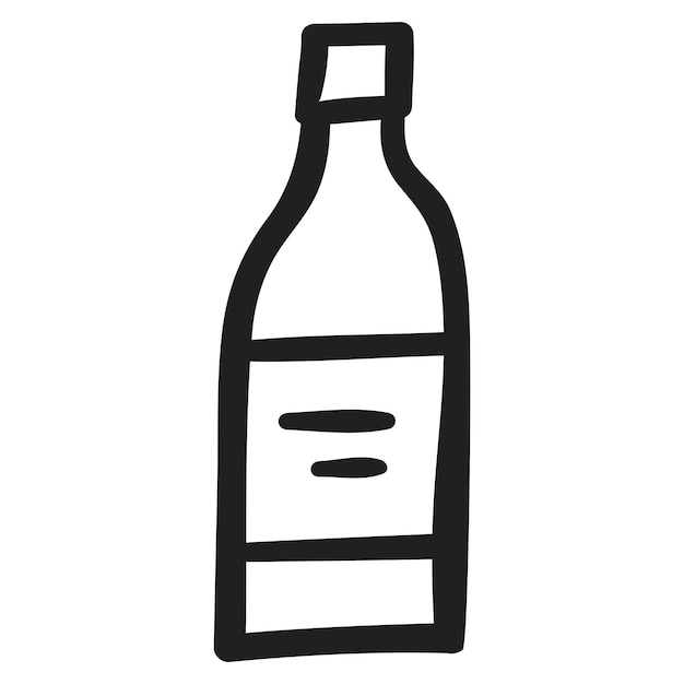 Botella de vino icono aislado diseño del contorno ilustración vectorial