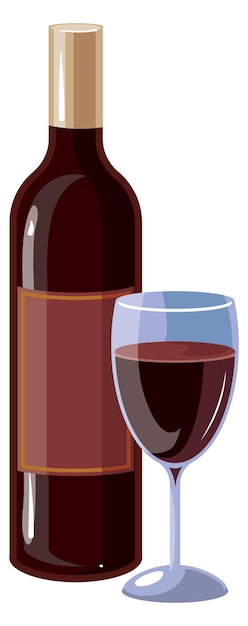 Botella de vino y vidrio Icono de bebida de alcohol de dibujos animados