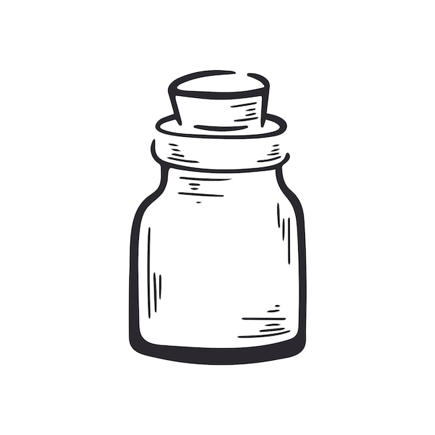 Botella vintage de vidrio antiguo con recipiente de vidrio grabado a mano de corcho para bocetos de aceites o líquidos de perfumes