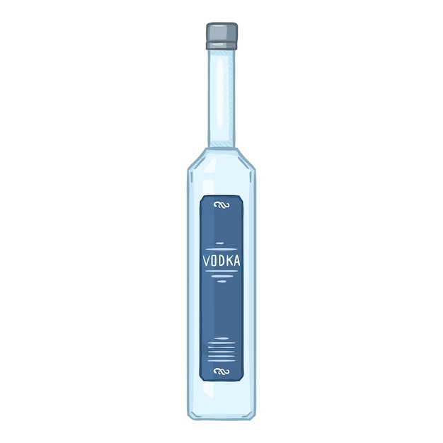 Botella de vodka de ilustración de dibujos animados de vector