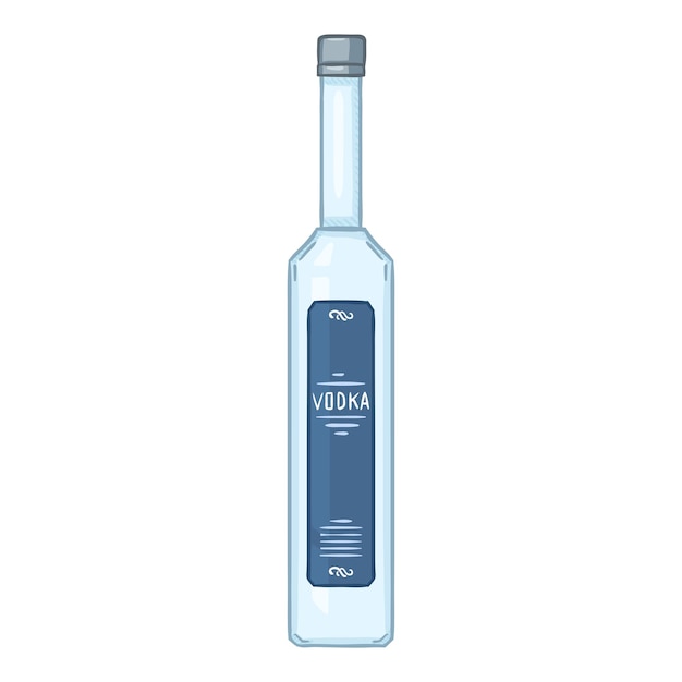 Vector botella de vodka de ilustración de dibujos animados de vector