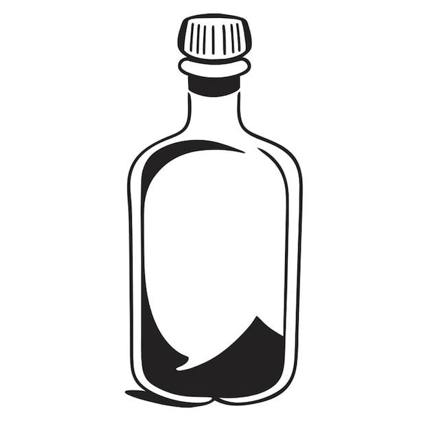 Vector botella de vodka ilustración vectorial dibujo de líneas