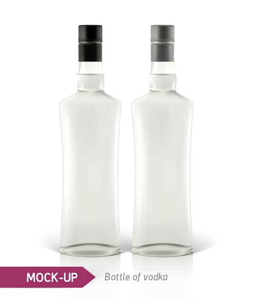 Vector botella de vodka realista u otra botella de ginebra.