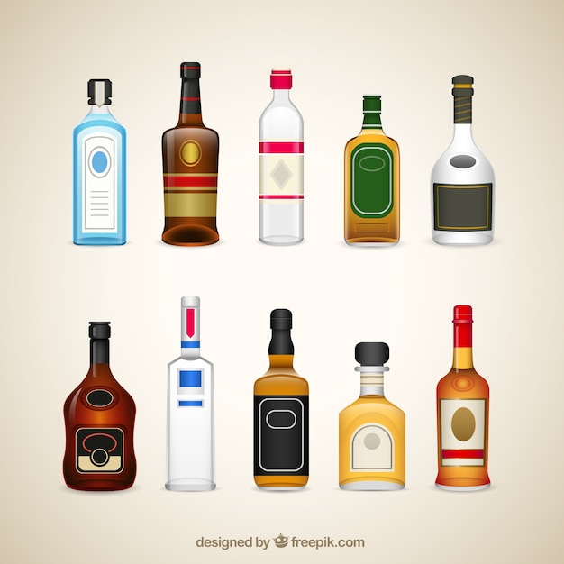 Vector botellas de bebidas de alcohol