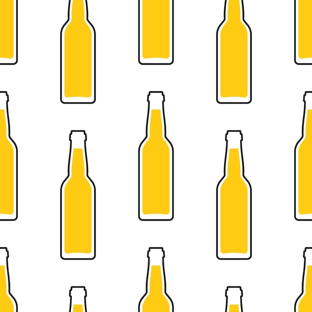 Botellas de cerveza con patrón sin costura vectorial Elementos estilizados en fondo blanco
